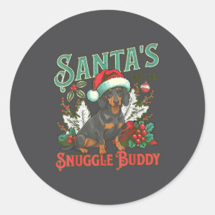 Adesivo Cachorros Dachshund Fofos Luzes de Natal Santa Fer