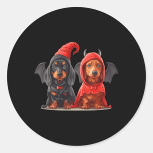 Adesivo Cachorros Dachshund Lindos de Halloween Fantasia d