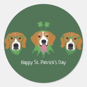 Adesivo Cachorros de Beagle de Dia de São Patrício Feliz