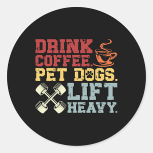 Adesivo Cachorros De Café Levantando Pesos