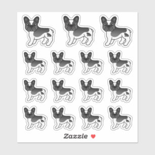 Adesivo Cachorros de Cartoon Black Piebald French Bulldog