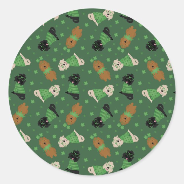 Adesivo Cachorros de Goldendoodle de Dia de São Patrício F (Frente)