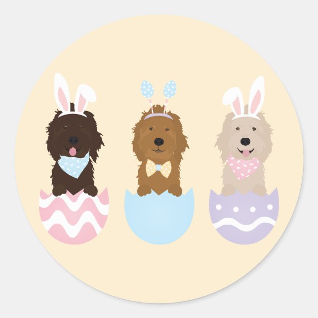 Adesivo Cachorros de Goldendoodle felz pascoa (Frente)