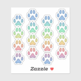 Adesivo Cachorros-do-Arco-Íris Pequenos Pawprint Animais R