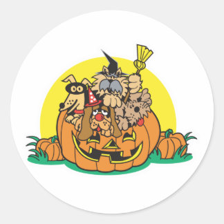 Adesivo cachorros em uma abóbora