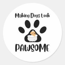 Adesivo Cachorros fazeres Parecem Pawsome, Groomer Roupa