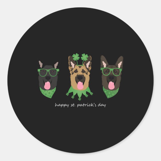 Adesivo Cachorros Felizes De German shepherd De Dia de São (Frente)
