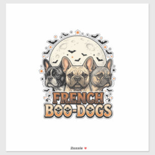 Adesivo Cachorros Franceses de Halloween Engraçados Vintag