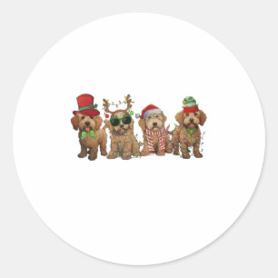 Adesivo Cachorros Goldendoodle Fofos Luzes de Natal Golden