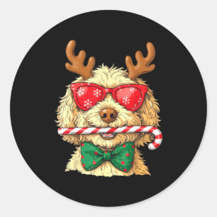Adesivo Cachorros Goldendoodle Fofos Luzes de Natal Golden