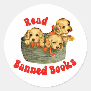 Adesivo Cachorros Retrô Fofos - Leia Livros Proibidos