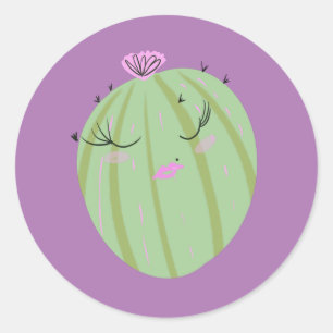 Adesivo Cacto Desenho Animado Engraçado Roxo