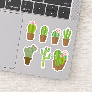 Adesivo Cacto Flor Vermelho, Cor Verde, Cor-de-Rosa, e Cac