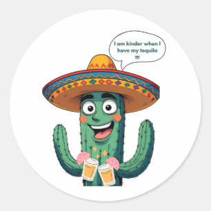 Adesivo Cacto Mexicano Engraçado com Tequila - Fiesta Somb