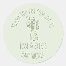 Adesivo Cacto Saguaro Desenhado à Mão Verde Baby Shower  