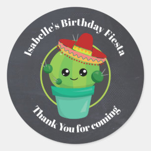 Adesivo Cactus bonitinho em um aniversário sombrero Obriga