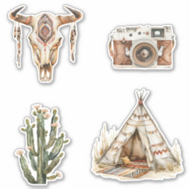 Adesivo Cactus Crânio de Touro Tribal Nativo