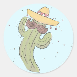 Adesivo Cactus dançando com bigode em Sombrero