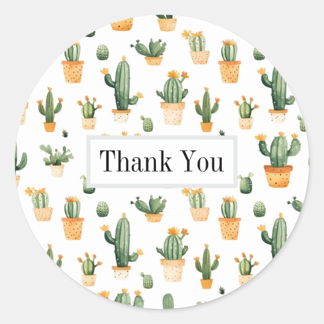 Adesivo Cactus Potado em Branco (Frente)