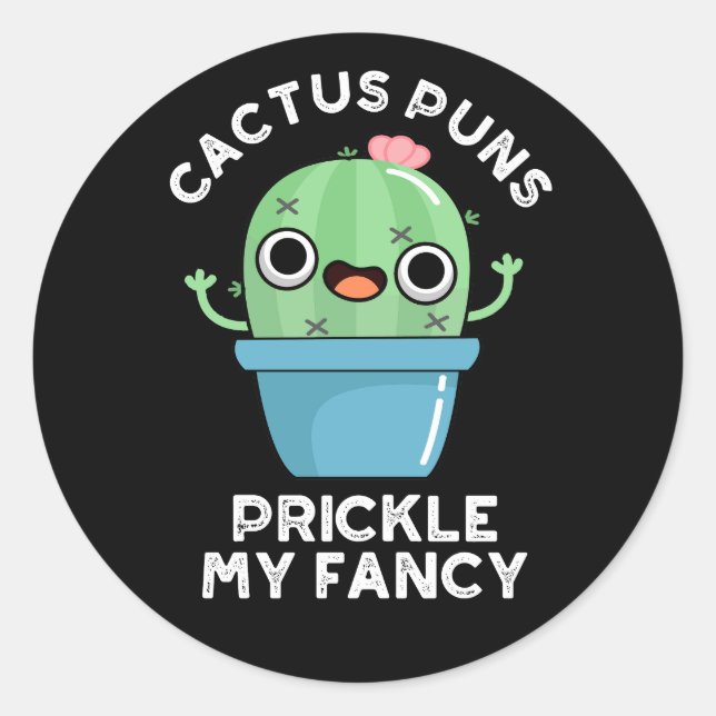 Adesivo Cactus Puns Pickle My Rico Plant Pun Dark BG (Frente)