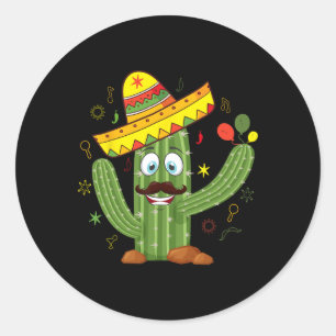 Adesivo Cactus Vestindo Sombrero Mexicano Fiesta Cinco De