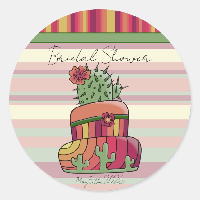 Adesivo Cactus Wedding "Bridal Shower" Sticker (Frente)
