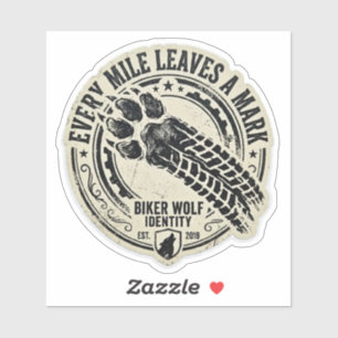 Adesivo Cada Milha Deixa Uma Marca Lobo Pata Pneu Motoquei