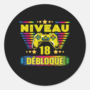 Adesivo Cadeau 18 anos Anniversaire Gamer Niveau 18