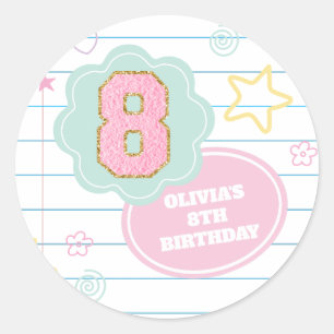 Adesivo Caderno de notas pastel varsity elegante com adesi