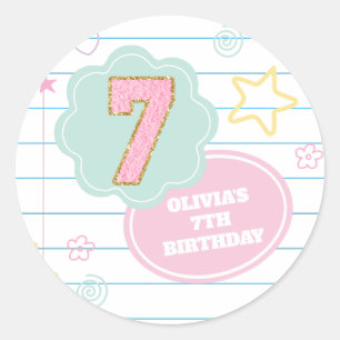 Adesivo Caderno de notas pastel varsity preppy patch 7º an