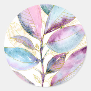 Adesivo Caderno Espiral de Folhas Botânicas em Aquarela Pa