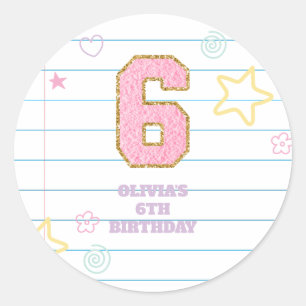 Adesivo Caderno varsity preppy pastel patch 6º aniversário
