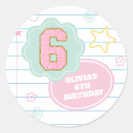 Adesivo Caderno varsity preppy pastel patch 6º aniversário
