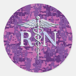Adesivo Caduceus de prata do RN da enfermeira diplomada em