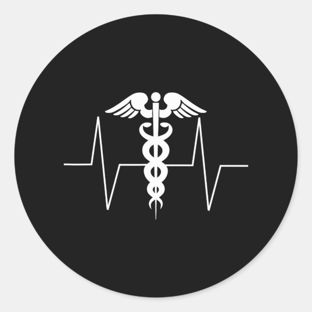 Adesivo Caduceus Heartbeat EKG Enfermeira Engraçada Médica (Frente)