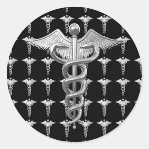 Adesivo Caduceus médico de prata
