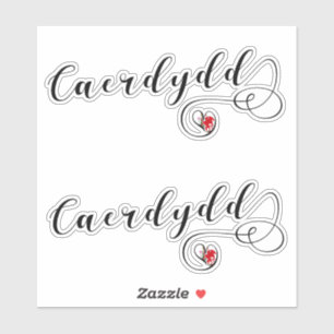 Adesivo Caerdydd Flag Heart, Cardiff Sticker Sheet, País d