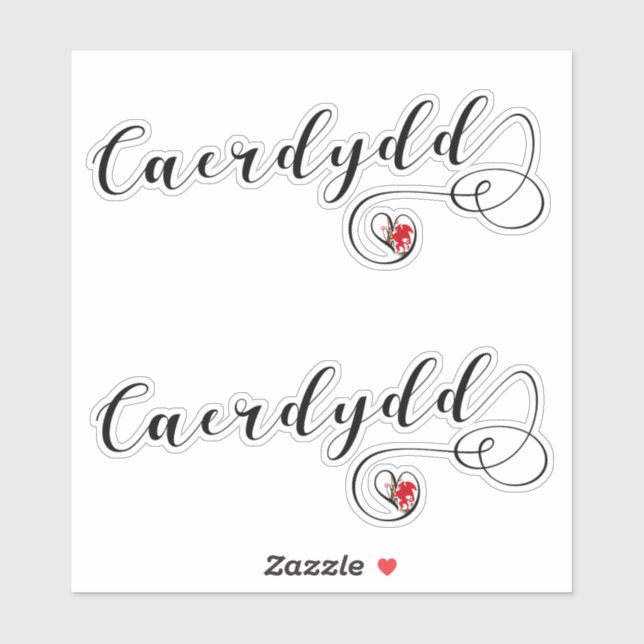 Adesivo Caerdydd Flag Heart, Cardiff Sticker Sheet, País d (Folha)