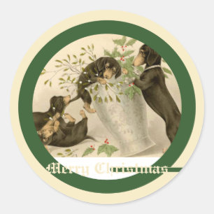 Adesivo Cães bonitos do dachshund do Victorian do natal