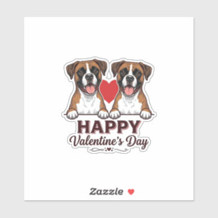 Adesivo Cães Boxer Feliz Dia dos Namorados Vintage