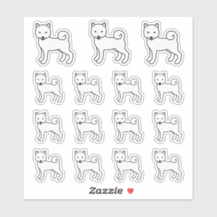 Adesivo Cães brancos Shiba Inu Cute Cartoon