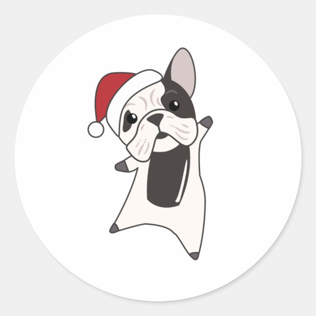 Adesivo Cães-Bulldog Feliz Natal Animais de inverno (Frente)
