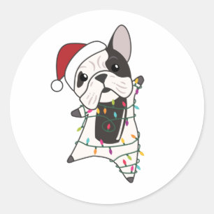 Adesivo Cães-Bulldog Feliz Natal Animais de inverno