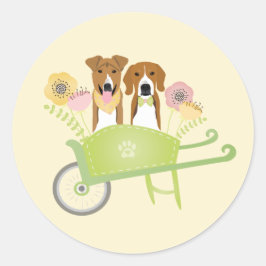 Adesivo Cães Castanhos Em Flores De Mola De Rodas