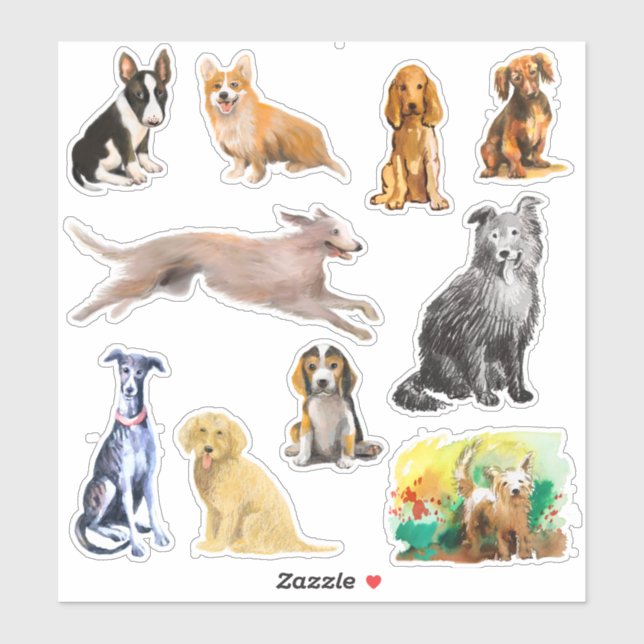 Adesivo Cães, chicote, cachorrinho, spaniel de berbigão (Folha)