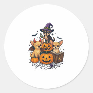 Adesivo Cães Chihuahua de Halloween Abóboras Chapéu de Bru
