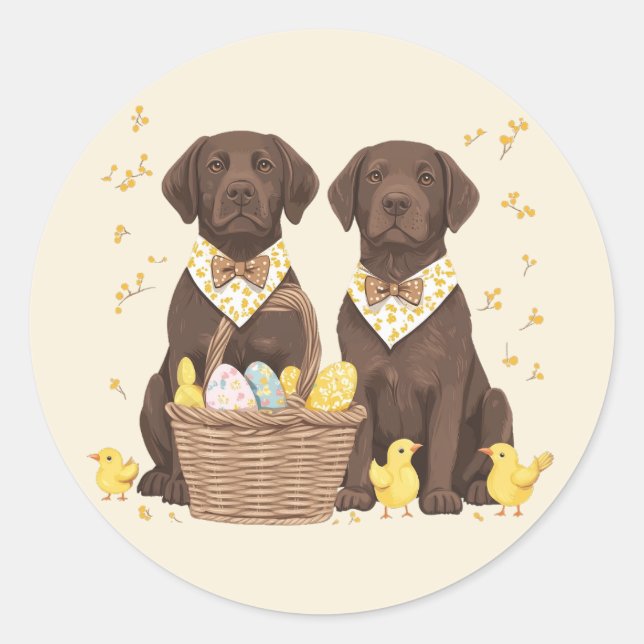 Adesivo Cães Chocolate Labrador Retriever da Páscoa (Frente)