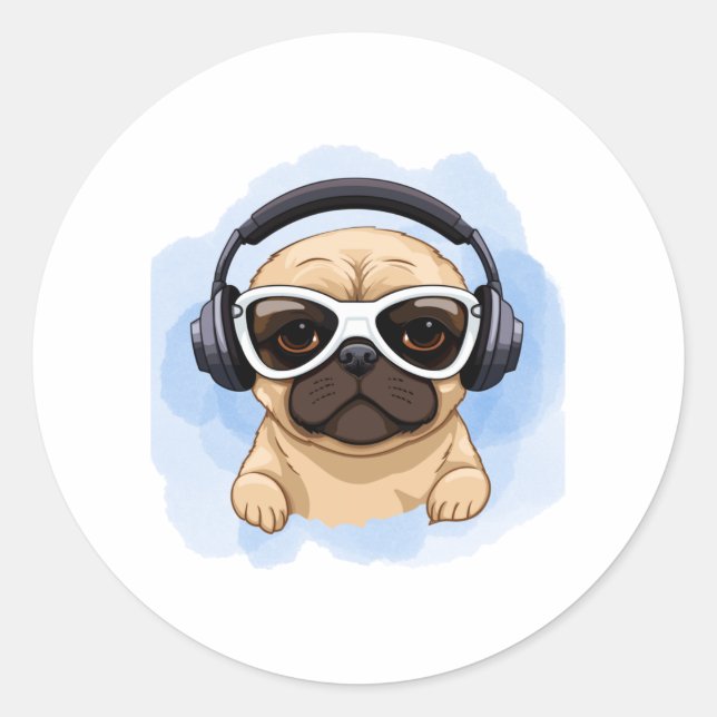 Adesivo Cães com Fones de ouvido 2 (Frente)