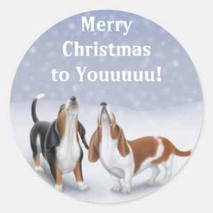 Adesivo Cães de Basset do Feliz Natal