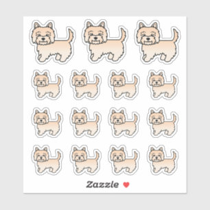 Adesivo Cães de Cartoon Cream Cairn Terrier Cute